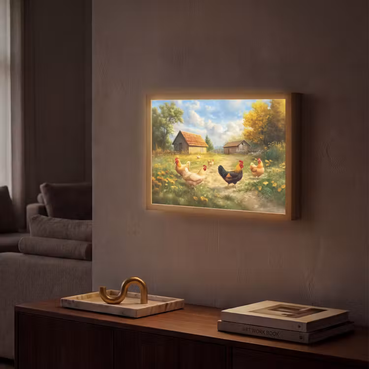 Lightbox - Wandlamp - Kippen - Landelijke rust - Natuur — 2