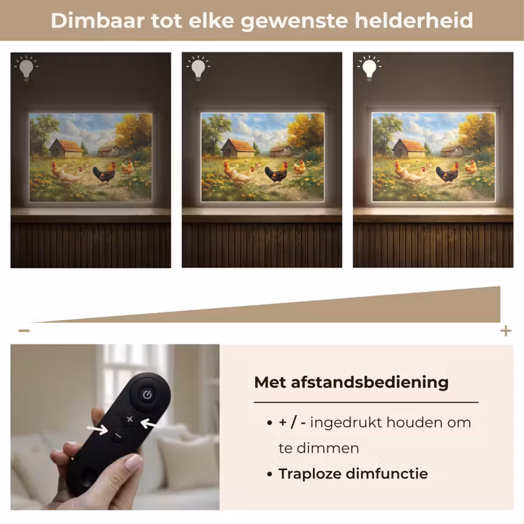 Lightbox - Wandlamp - Kippen - Landelijke rust - Natuur — 9