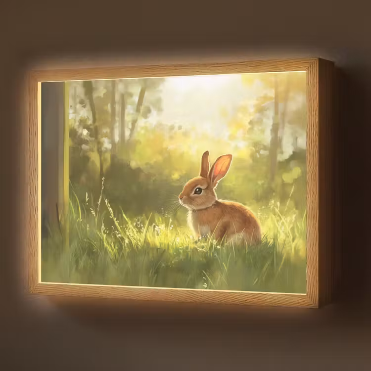 Lightbox - Wandlamp - Konijn - Zonlicht - Bos — 1
