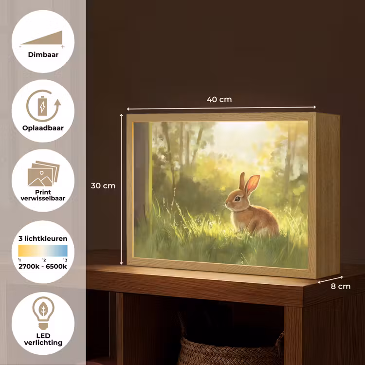 Lightbox - Wandlamp - Konijn - Zonlicht - Bos — 10