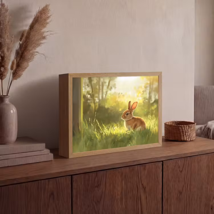Lightbox - Wandlamp - Konijn - Zonlicht - Bos — 4