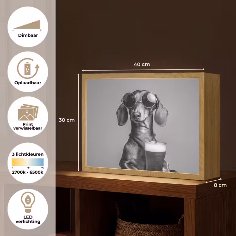 Lightbox - Wandlamp - Teckel - Bier - Glas - Bril — 10