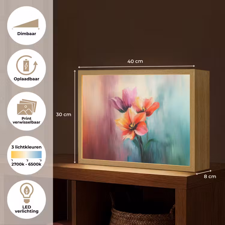 Lightbox - Wandlamp - Tulpen - Lichtreflecties - Kleurverloop — 10