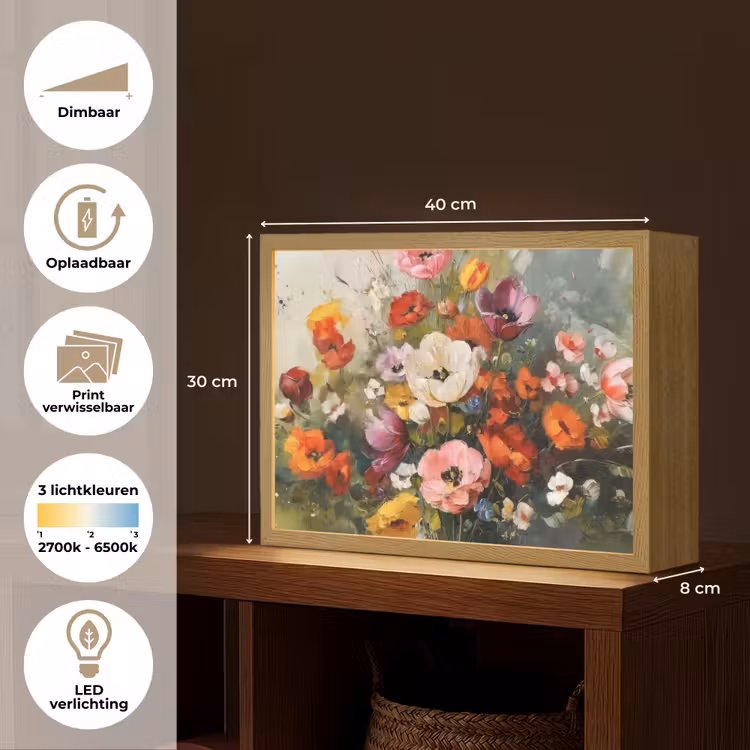 Lightbox - Wandlamp - Vrolijk boeket - Dynamisch - Subtiele kleurspatten — 10