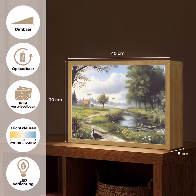 Lightbox - Wandlamp - Zandpad - Groen landschap - Water — 10