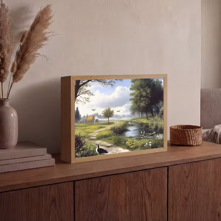 Lightbox - Wandlamp - Zandpad - Groen landschap - Water — 4