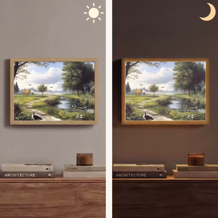 Lightbox - Wandlamp - Zandpad - Groen landschap - Water — 6