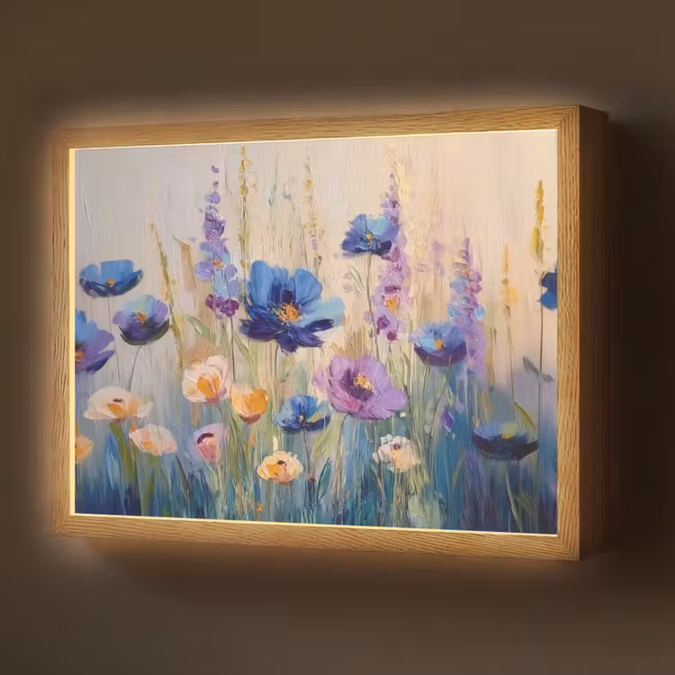 Lightbox - Wandlamp - Zomers - Wilde bloemen - Penseelstreken — 1