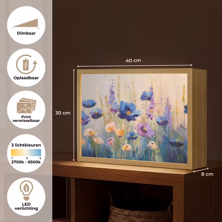 Lightbox - Wandlamp - Zomers - Wilde bloemen - Penseelstreken — 10