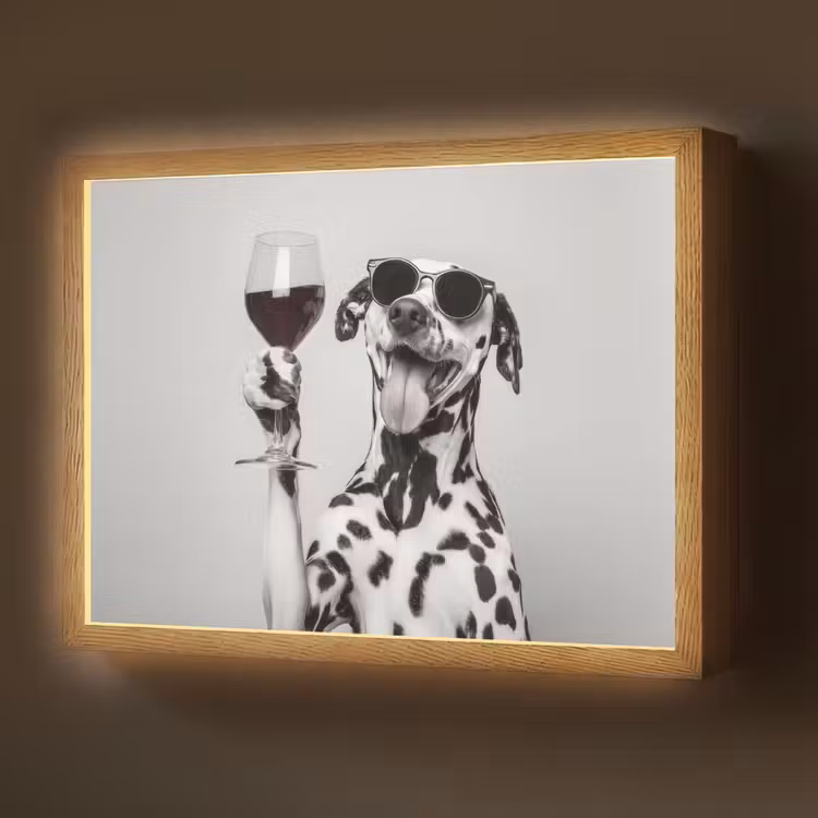 Lightbox - Wandlamp - Zonnebril - Dalmatiër - Wijnglas - Tong — 1