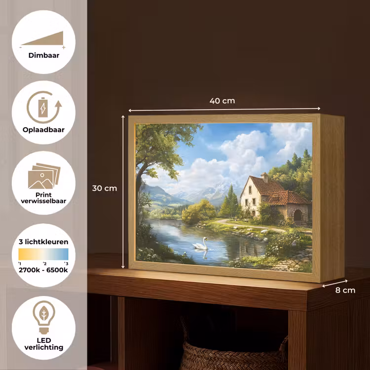 Lightbox - Wandlamp - Zwaan - Bomen - Rust — 10