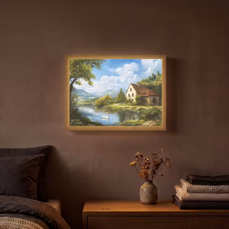 Lightbox - Wandlamp - Zwaan - Bomen - Rust — 3