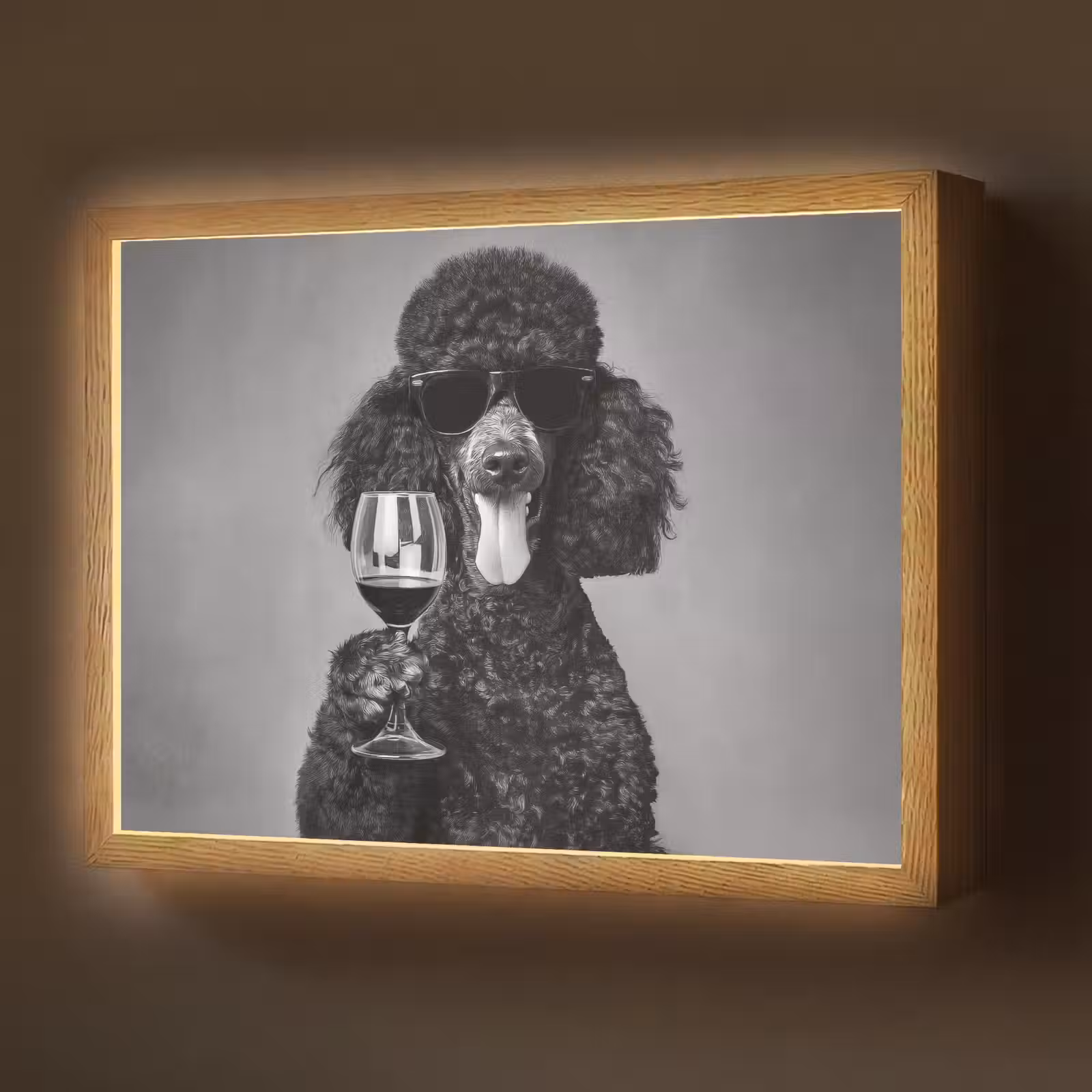 Lightbox - Wandlamp - Hond - Krullen - Zonnebril - Wijn — 1