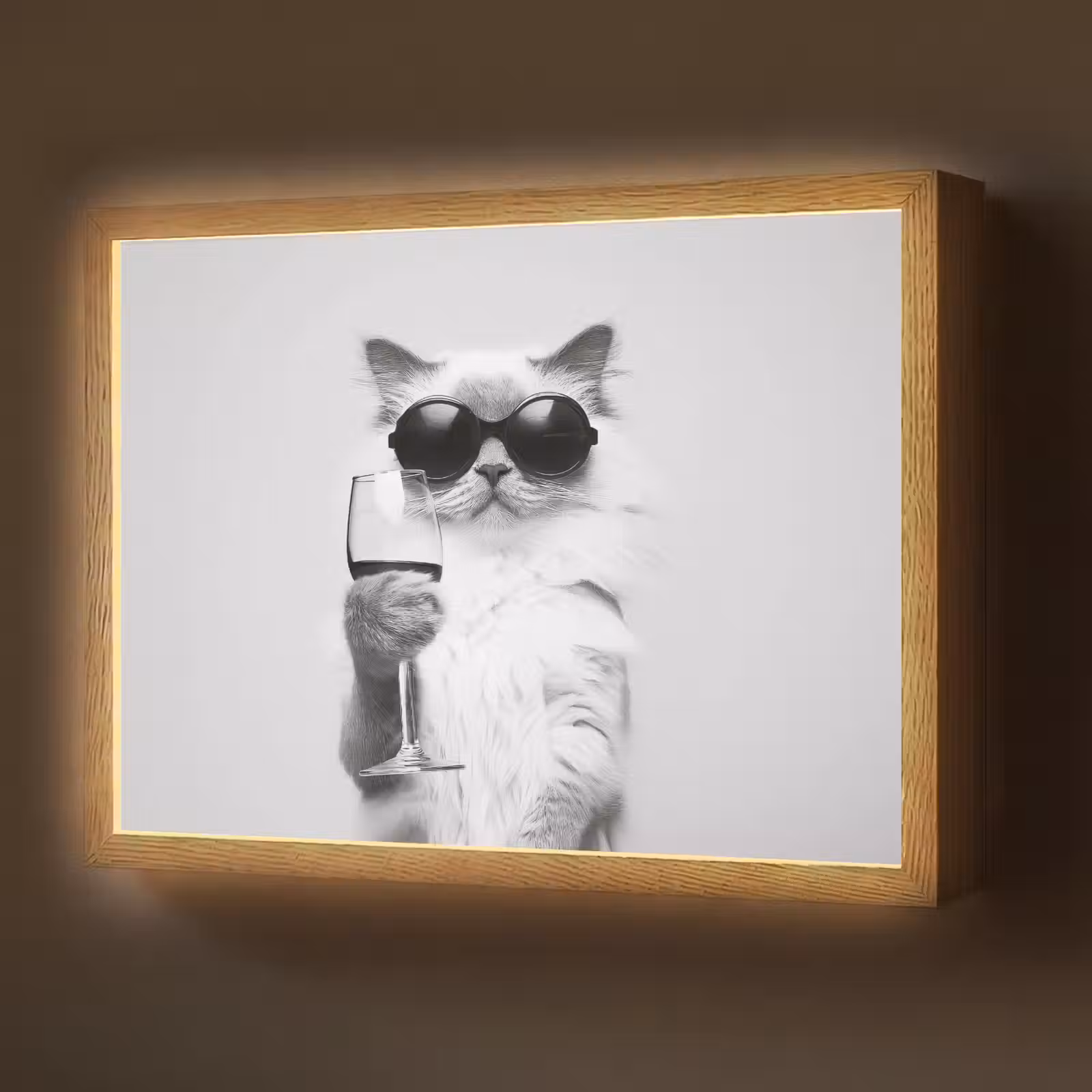 Lightbox - Wandlamp - Kat - Zonnebril - Wijnglas - Langharig — 1