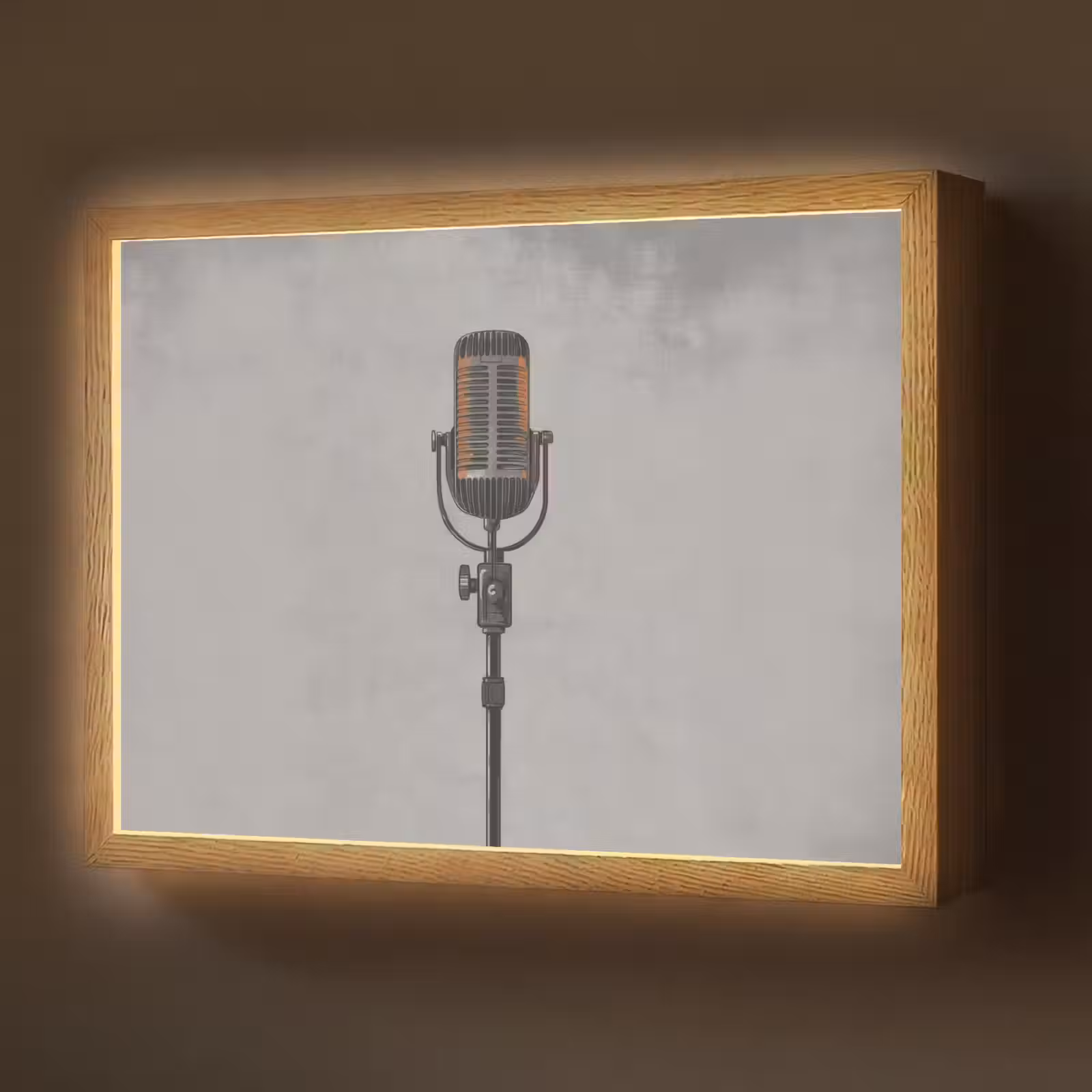 Lightbox - Wandlamp - Microfoon - Vintage - Illustratie - Grijs — 1