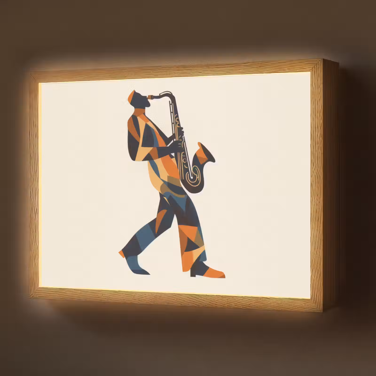 Lightbox - Wandlamp - Saxofoon - Abstract - Persoon - Blauw — 1