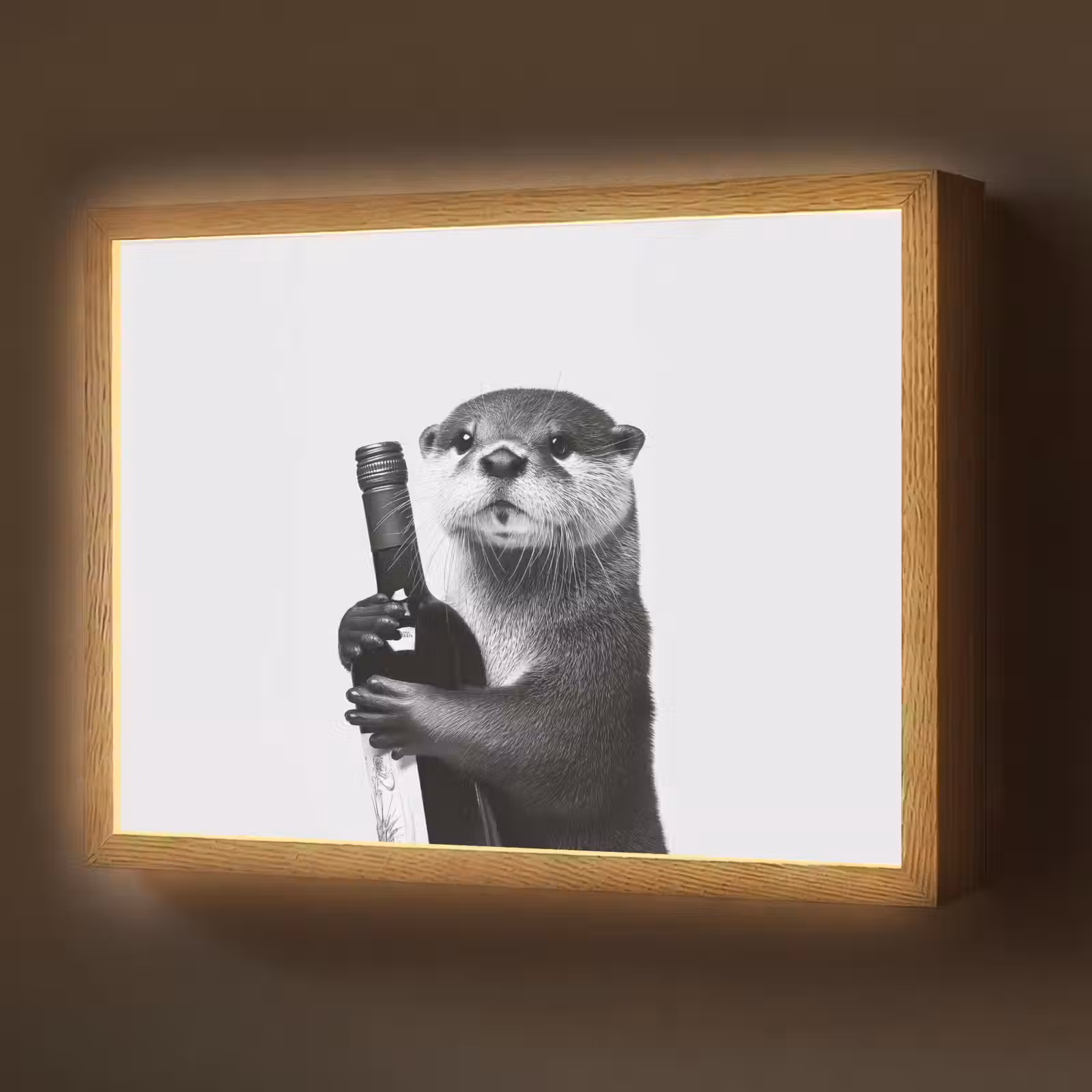 Lightbox - Wandlamp - Wijnfles - Otter - Zwart — 1