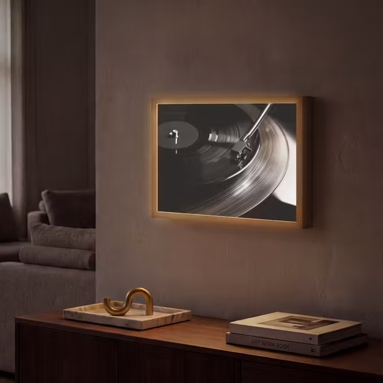Lightbox - Wandlamp - Close-up - Vinylplaat - Platenspeler - Zwart — 2