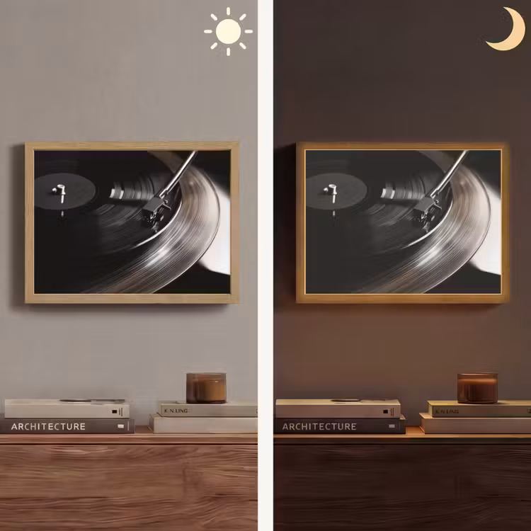 Lightbox - Wandlamp - Close-up - Vinylplaat - Platenspeler - Zwart — 6