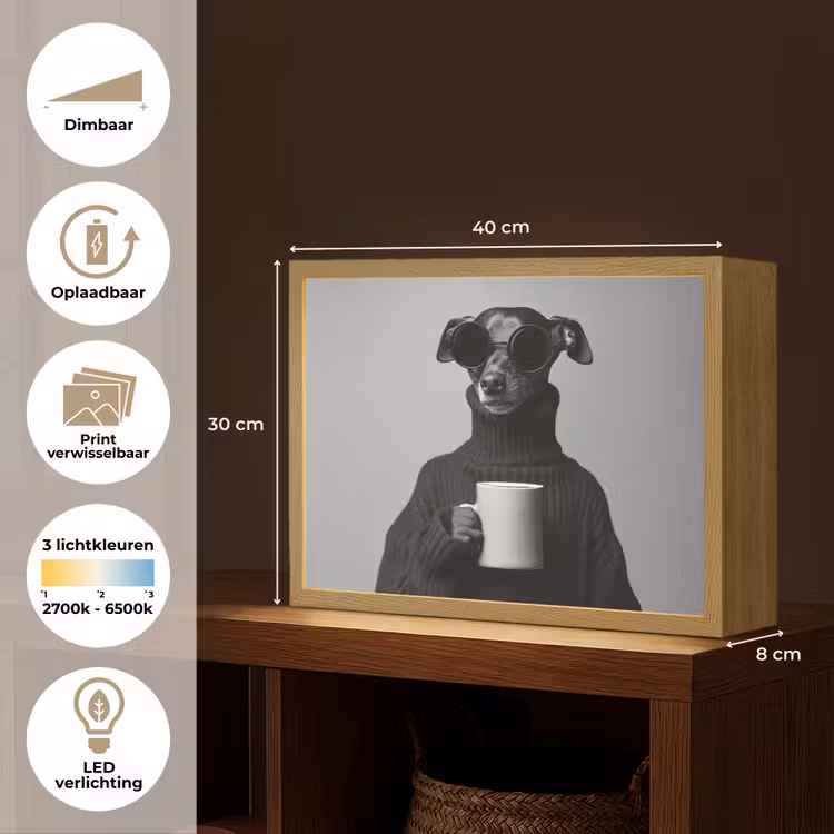 Lightbox - Wandlamp - Coltrui - Hond - Bril - Mok — 10
