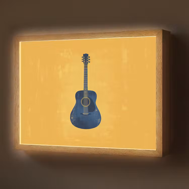 Lightbox - Wandlamp - Gitaar - Akoestisch - Geel - Minimalistisch — 1