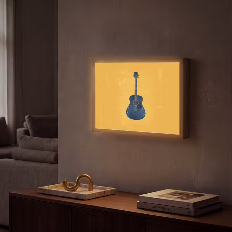 Lightbox - Wandlamp - Gitaar - Akoestisch - Geel - Minimalistisch — 2