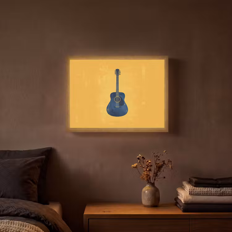 Lightbox - Wandlamp - Gitaar - Akoestisch - Geel - Minimalistisch — 3