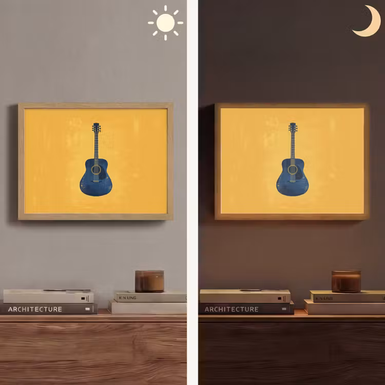Lightbox - Wandlamp - Gitaar - Akoestisch - Geel - Minimalistisch — 6