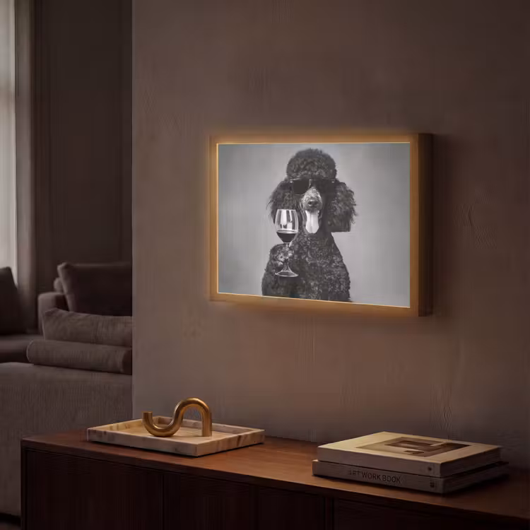 Lightbox - Wandlamp - Hond - Krullen - Zonnebril - Wijn — 2