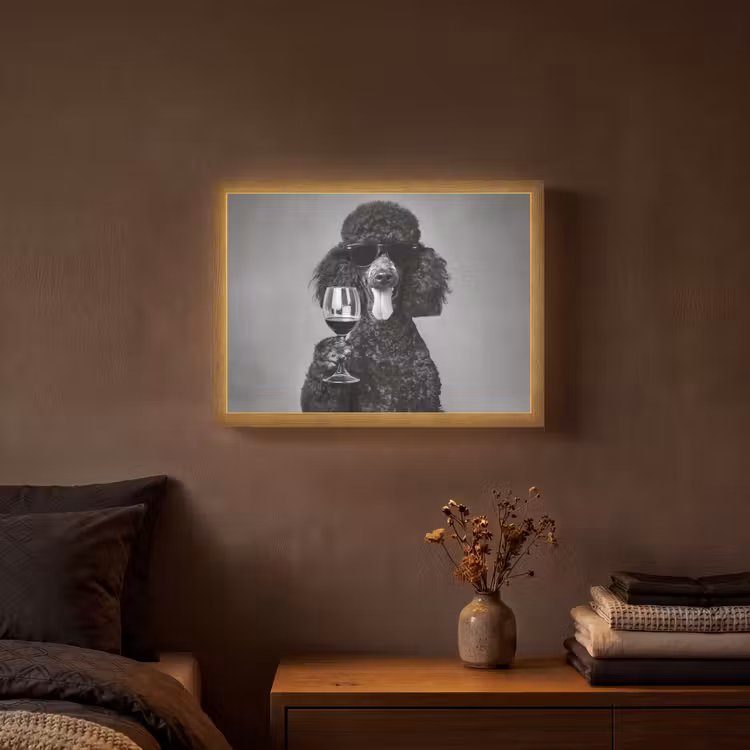 Lightbox - Wandlamp - Hond - Krullen - Zonnebril - Wijn — 3