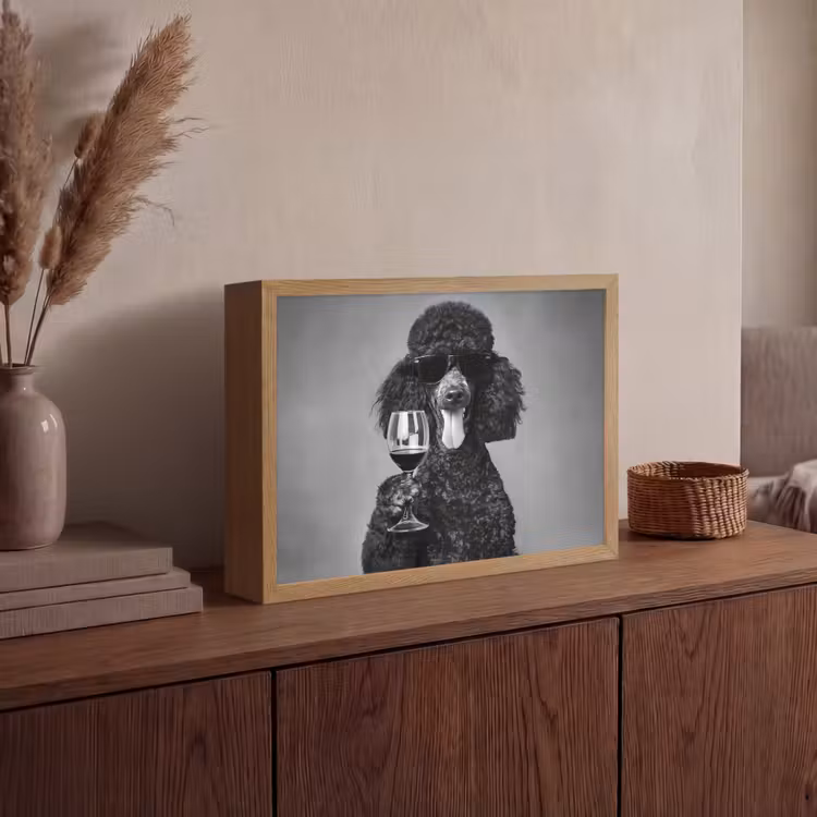 Lightbox - Wandlamp - Hond - Krullen - Zonnebril - Wijn — 4