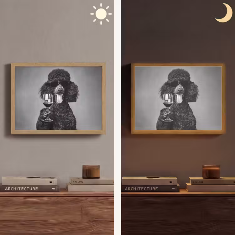 Lightbox - Wandlamp - Hond - Krullen - Zonnebril - Wijn — 6