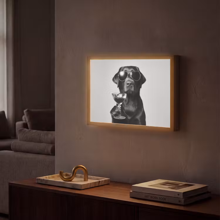 Lightbox - Wandlamp - Hond - Zwart - Wijnglas - Zonnebril — 2