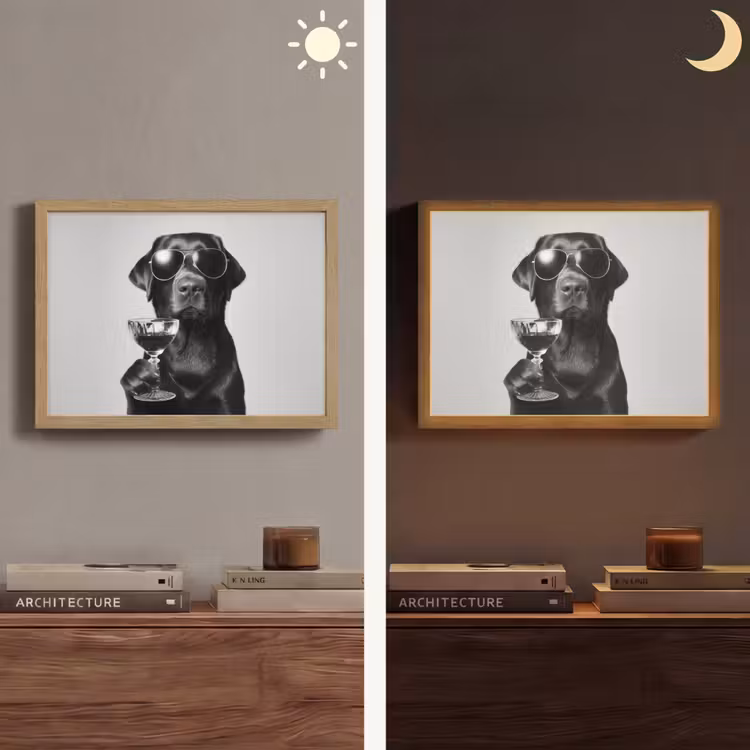 Lightbox - Wandlamp - Hond - Zwart - Wijnglas - Zonnebril — 6