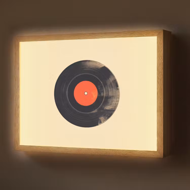 Lightbox - Wandlamp - Illustratie - Vinylplaat - Beige - Vintage — 1