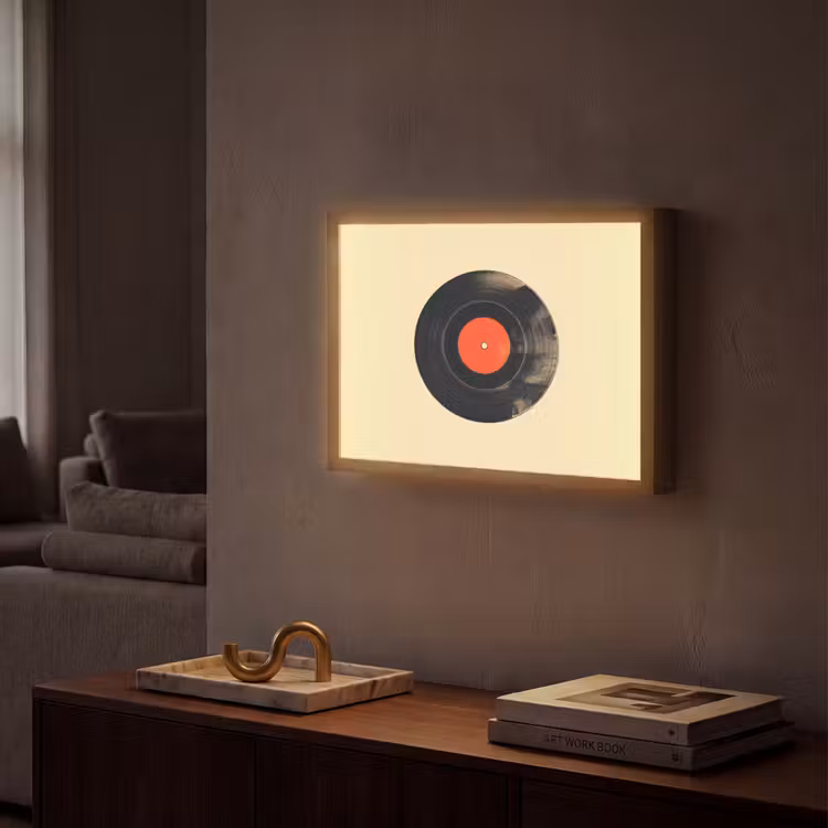 Lightbox - Wandlamp - Illustratie - Vinylplaat - Beige - Vintage — 2