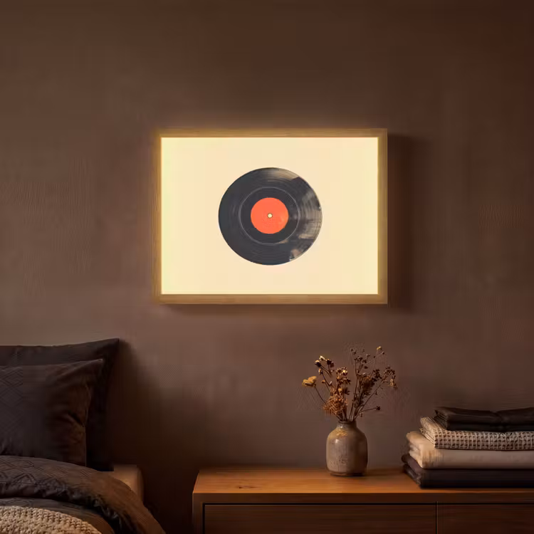 Lightbox - Wandlamp - Illustratie - Vinylplaat - Beige - Vintage — 3