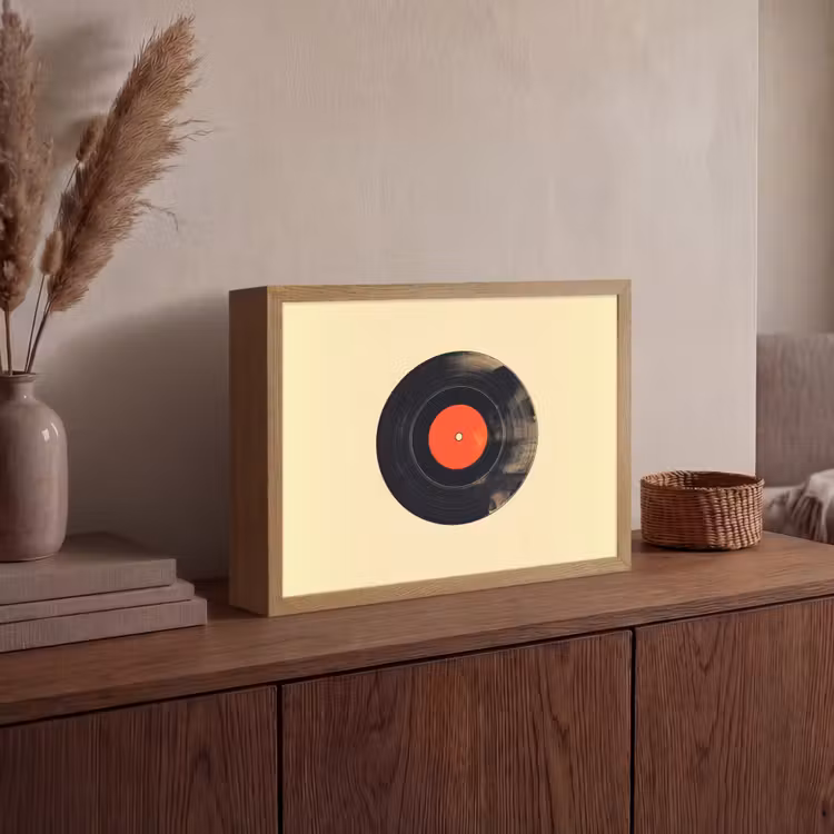 Lightbox - Wandlamp - Illustratie - Vinylplaat - Beige - Vintage — 4