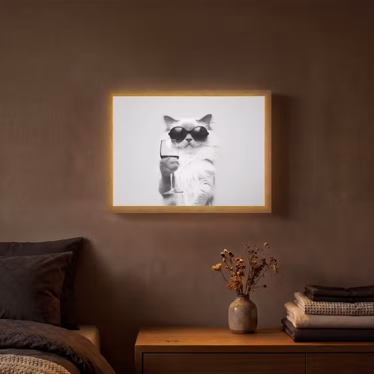 Lightbox - Wandlamp - Kat - Zonnebril - Wijnglas - Langharig — 3