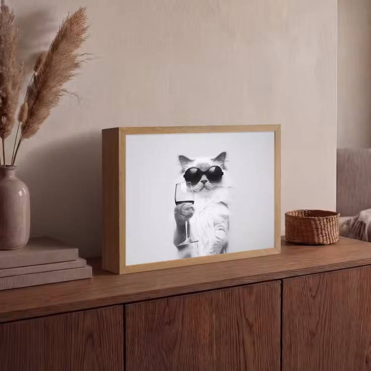 Lightbox - Wandlamp - Kat - Zonnebril - Wijnglas - Langharig — 4