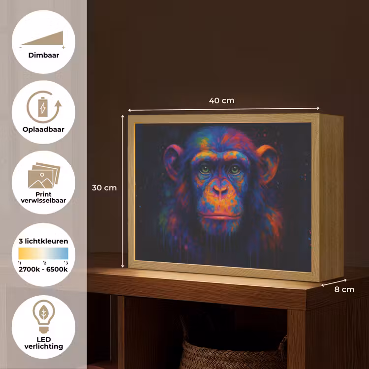 Lightbox - Wandlamp - Kleurrijk - Aap - Abstract — 10