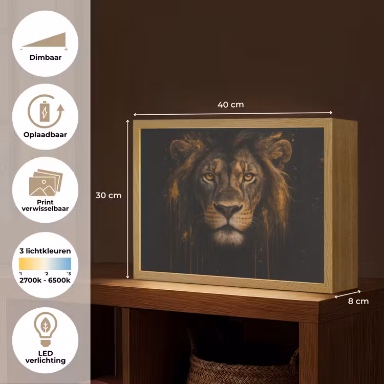 Lightbox - Wandlamp - Leeuw - Goud - Druppels — 10