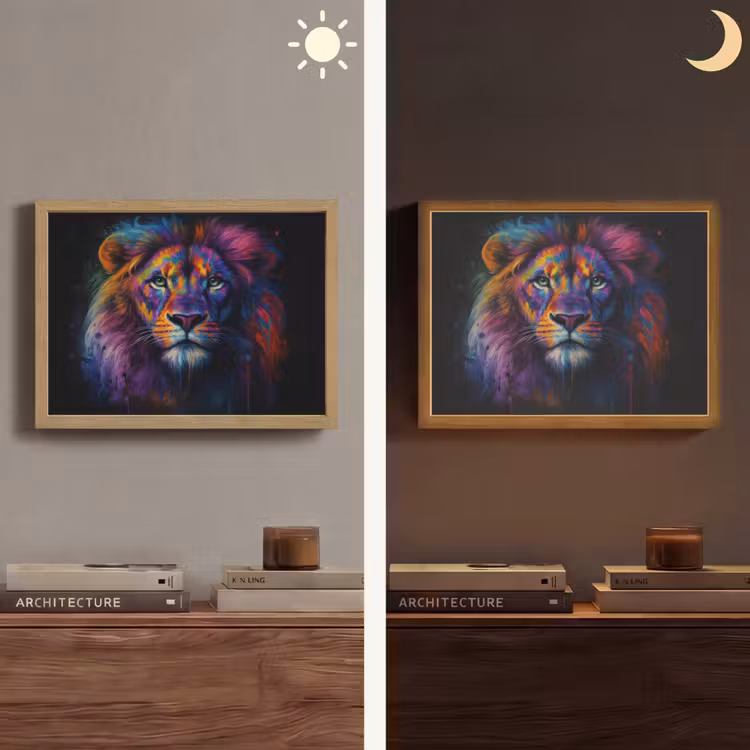 Lightbox - Wandlamp - Leeuwenkop - Felgekleurd - Abstract — 6