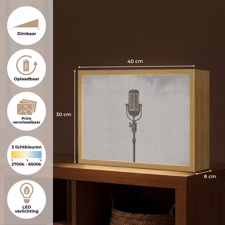 Lightbox - Wandlamp - Microfoon - Vintage - Illustratie - Grijs — 10