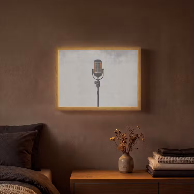 Lightbox - Wandlamp - Microfoon - Vintage - Illustratie - Grijs — 3