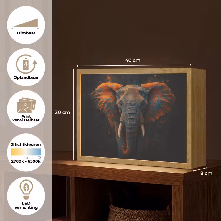 Lightbox - Wandlamp - Olifant - Oranje - Oren — 10