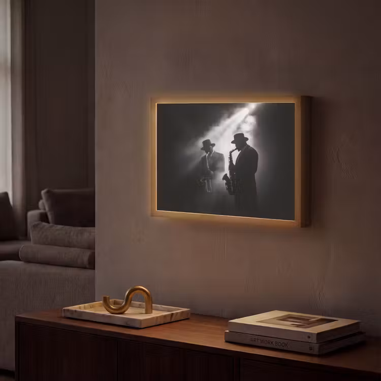 Lightbox - Wandlamp - Saxofonisten - Hoeden - Rook - Licht — 2