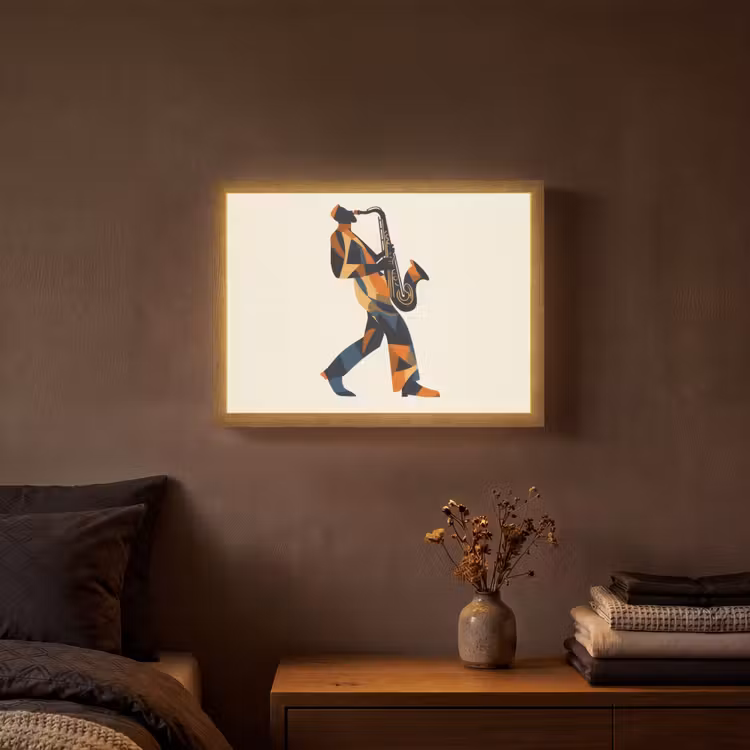 Lightbox - Wandlamp - Saxofoon - Abstract - Persoon - Blauw — 3