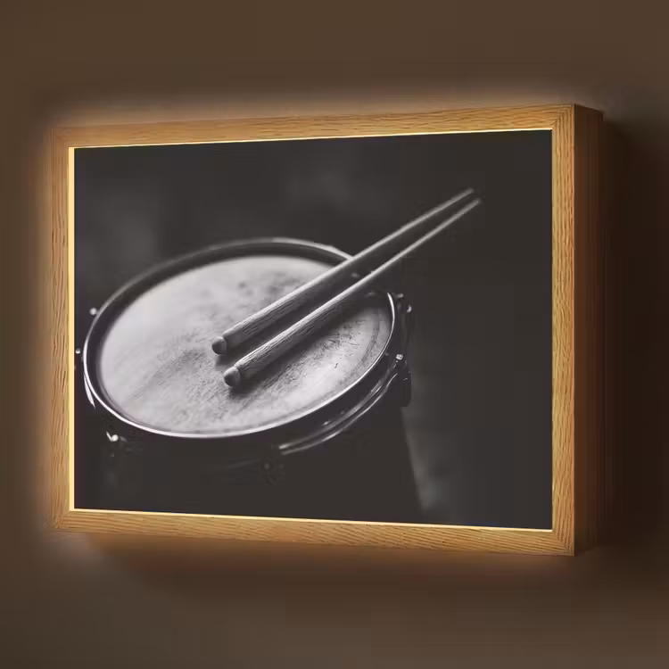 Lightbox - Wandlamp - Trommel - Close-up - Drumstokken - Zwart — 1