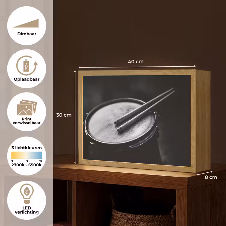 Lightbox - Wandlamp - Trommel - Close-up - Drumstokken - Zwart — 10